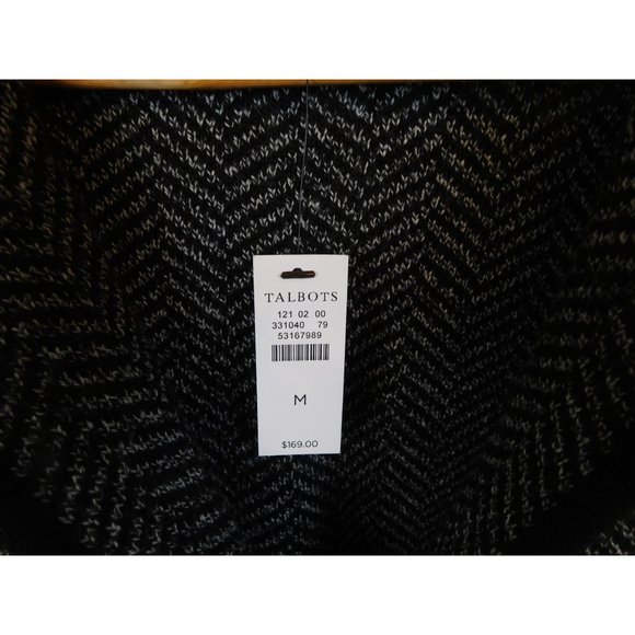Talbots Merino Sweater Blazer- Herringbone Black & Grey Unlined Medium NWT - Picture 5 of 10